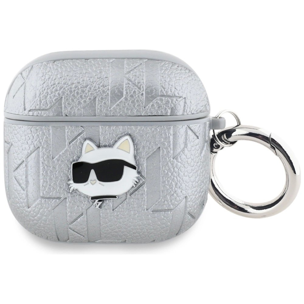 Karl Lagerfeld Monogram Choupette Head Dėklas skirtas AirPods 4 - Sidabrinis