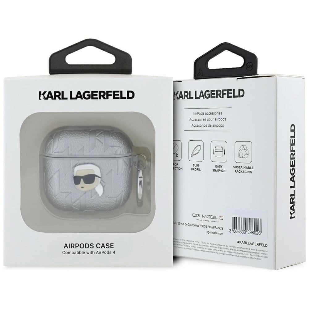 Karl Lagerfeld Monogram Karl Head Dėklas skirtas AirPods 4 - Sidabrinis 2