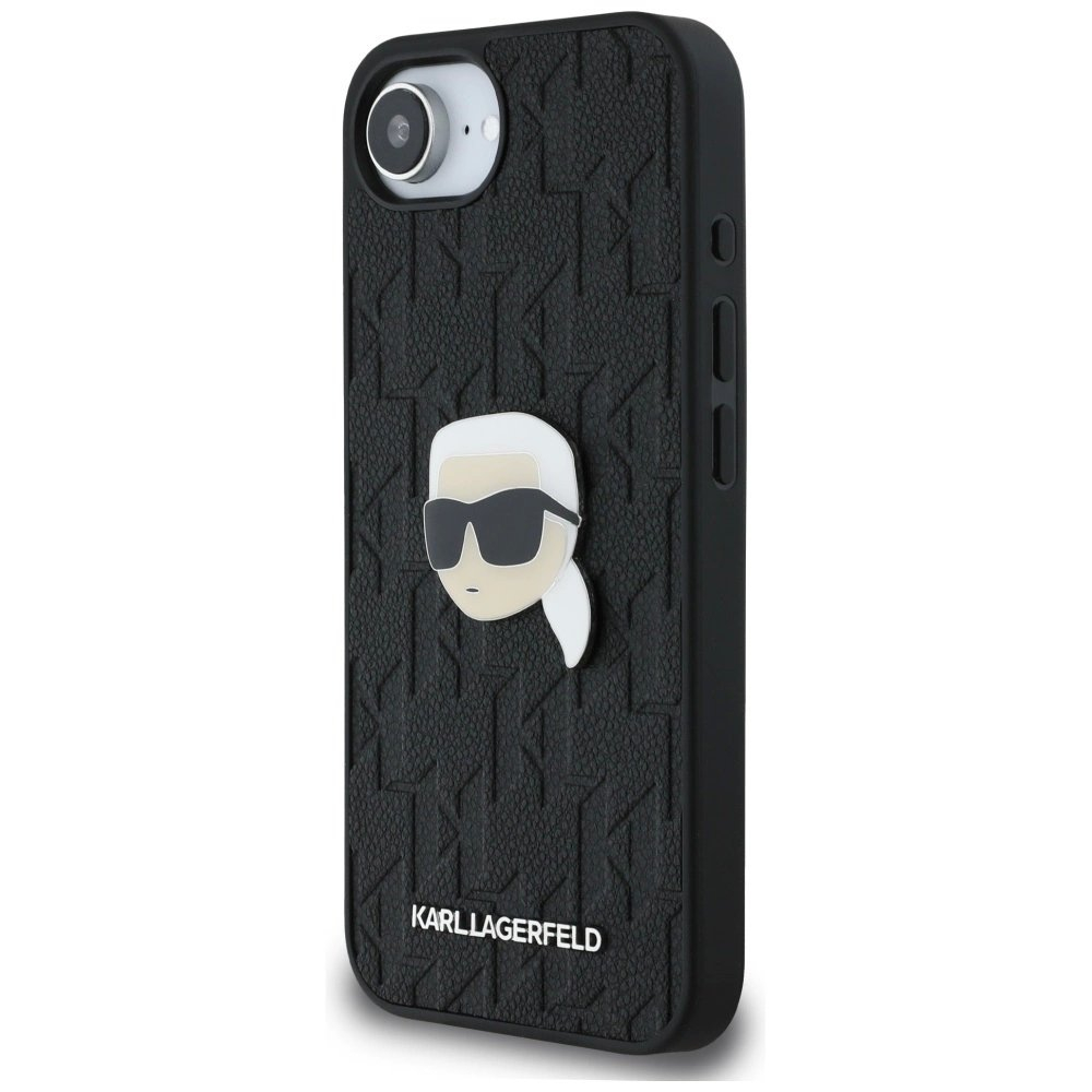 iPhone 16e – Karl Lagerfeld Monogram Karl Head Pin dėklas - Juodas 1 iPhone 16e – Karl Lagerfeld Monogram Karl Head Pin dėklas - Juodas 1