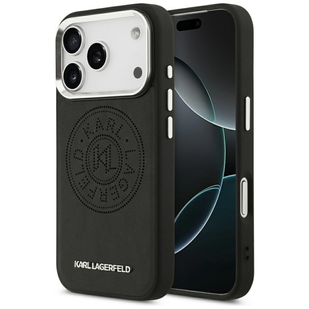 iPhone 17 Pro Karl Lagerfeld Point & Metal Logo MagSafe dėklas – juodas iPhone 17 Pro Karl Lagerfeld Point & Metal Logo MagSafe dėklas – juodas