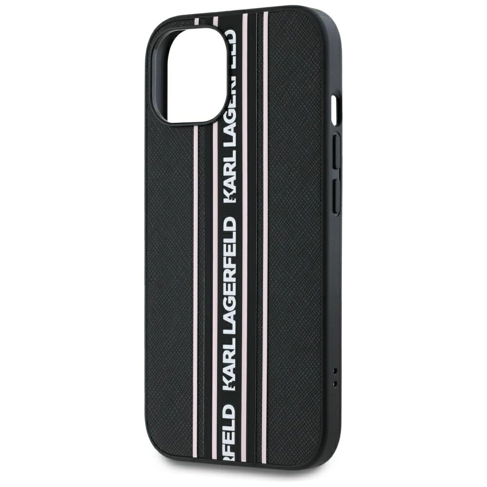 iPhone 15 Karl Lagerfeld Saffiano Athleisure Stripes Cord dėklas - rožinis 4