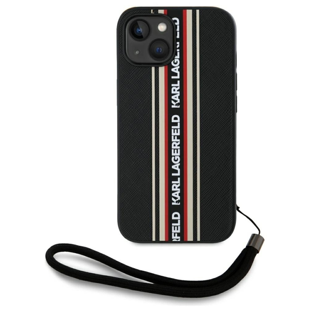 iPhone 15 Karl Lagerfeld Saffiano Athleisure Stripes Cord dėklas - raudonas iPhone 15 Karl Lagerfeld Saffiano Athleisure Stripes Cord dėklas - raudonas