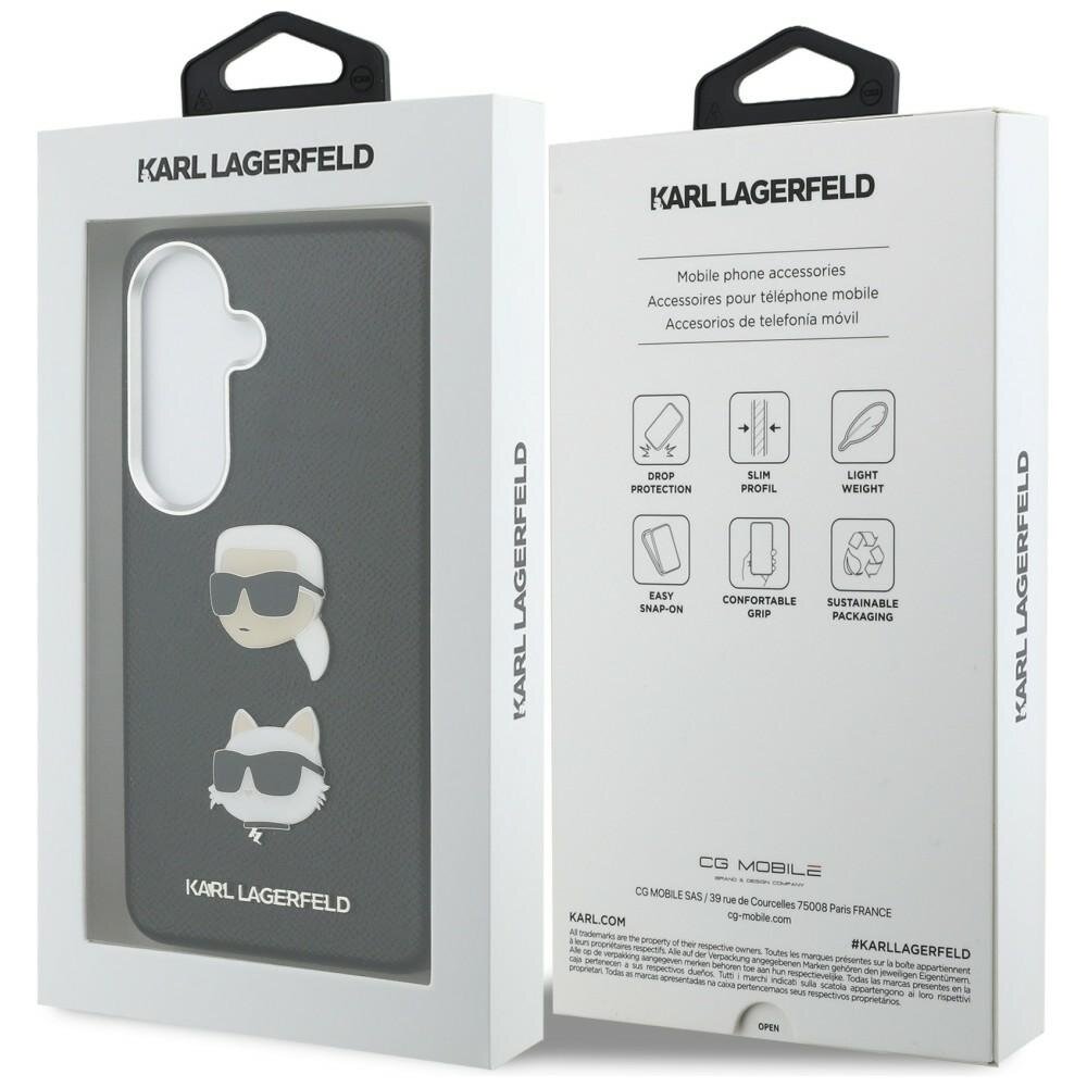 Samsung Galaxy S26+ Karl Lagerfeld Saffiano Double Heads Metal dėklas – juodas 7