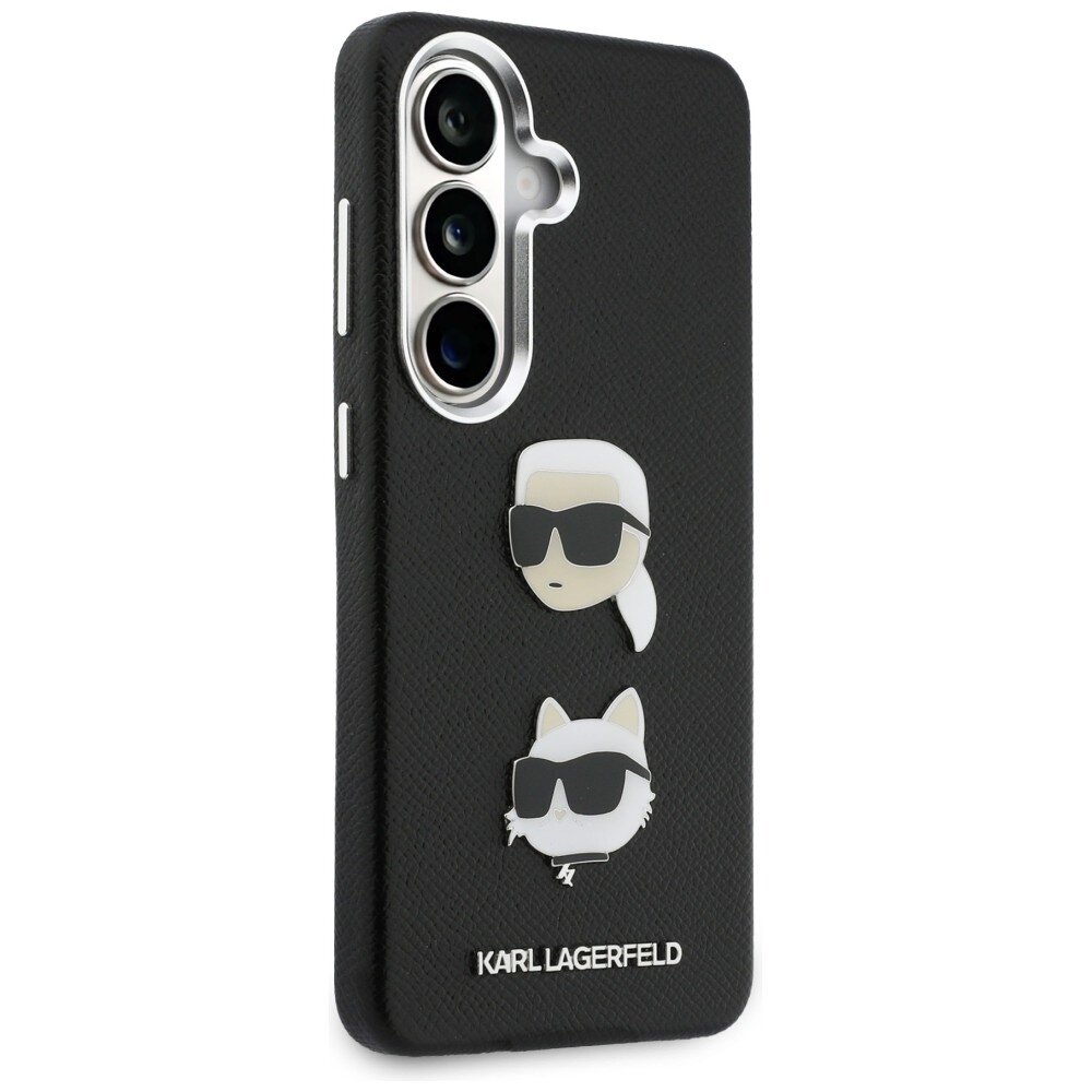 Samsung Galaxy S26 Karl Lagerfeld Saffiano Double Heads Metal dėklas – juodas 3