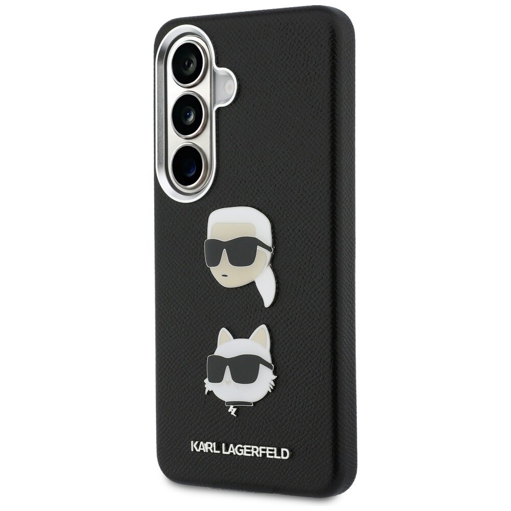 Samsung Galaxy S26+ Karl Lagerfeld Saffiano Double Heads Metal dėklas – juodas 1