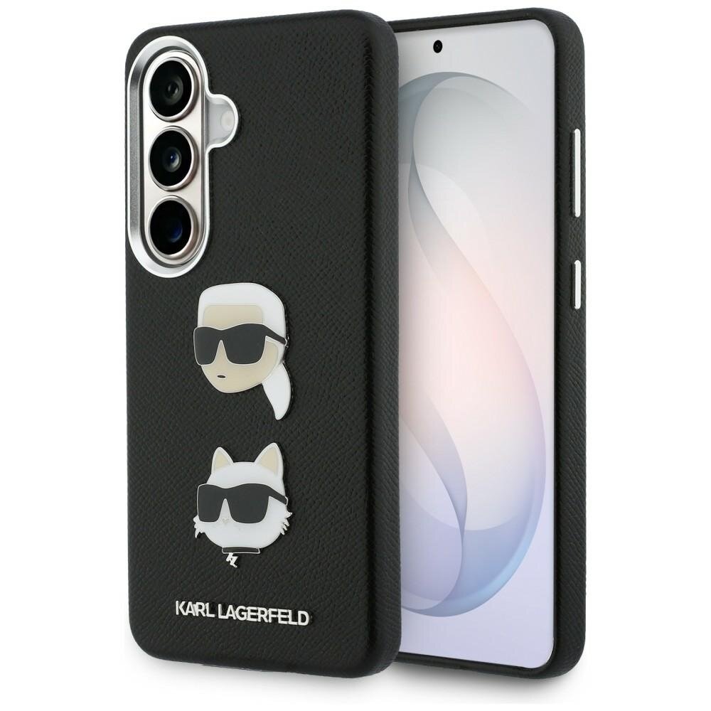 Samsung Galaxy S26 Karl Lagerfeld Saffiano Double Heads Metal dėklas – juodas