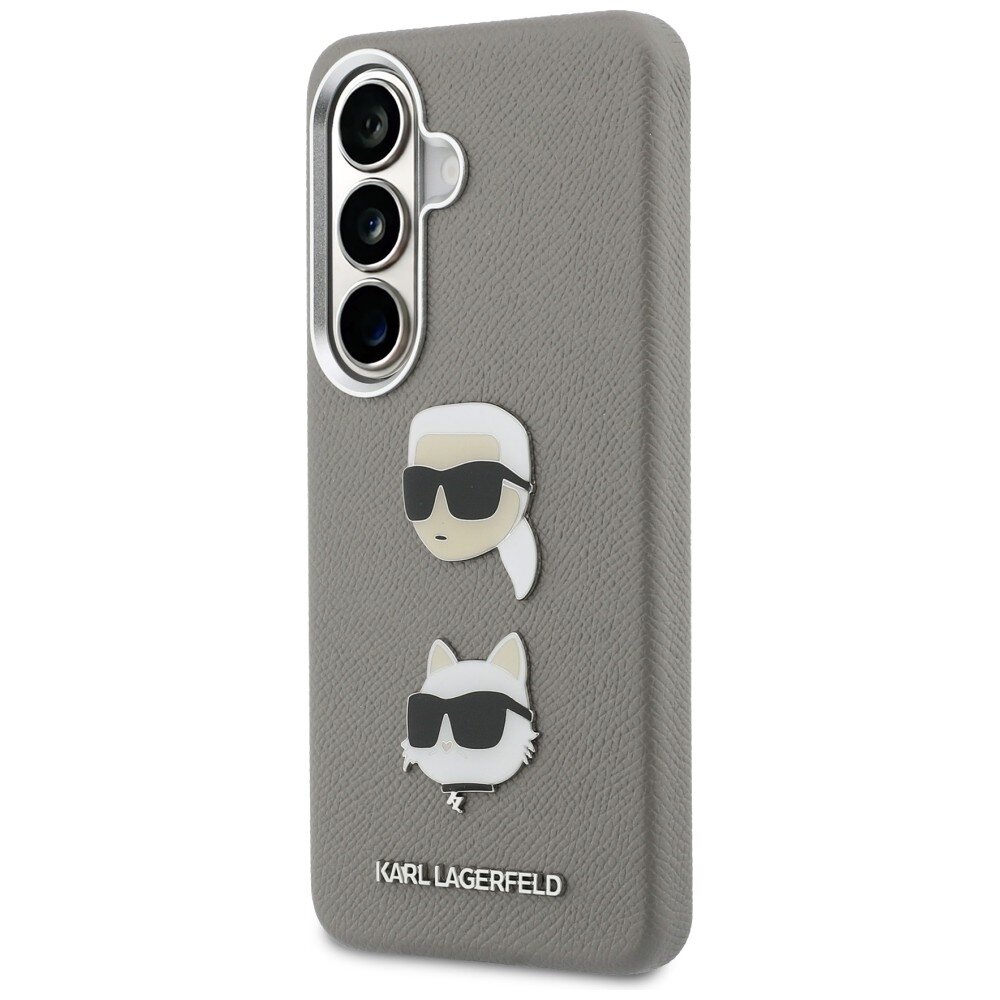 Samsung Galaxy S26 Karl Lagerfeld Saffiano Double Heads Metal dėklas – sidabrinis 1 Samsung Galaxy S26 Karl Lagerfeld Saffiano Double Heads Metal dėklas – sidabrinis 1