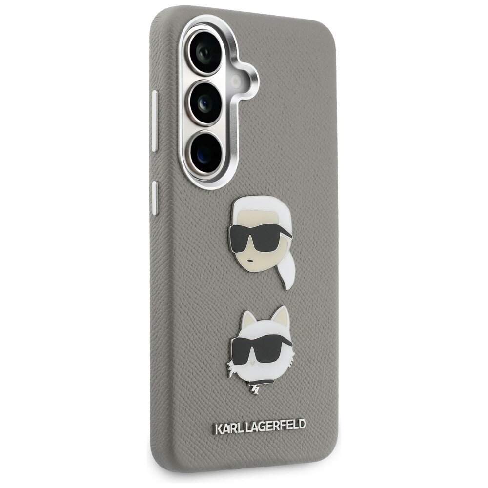 Samsung Galaxy S26 Karl Lagerfeld Saffiano Double Heads Metal dėklas – sidabrinis 3 Samsung Galaxy S26 Karl Lagerfeld Saffiano Double Heads Metal dėklas – sidabrinis 3