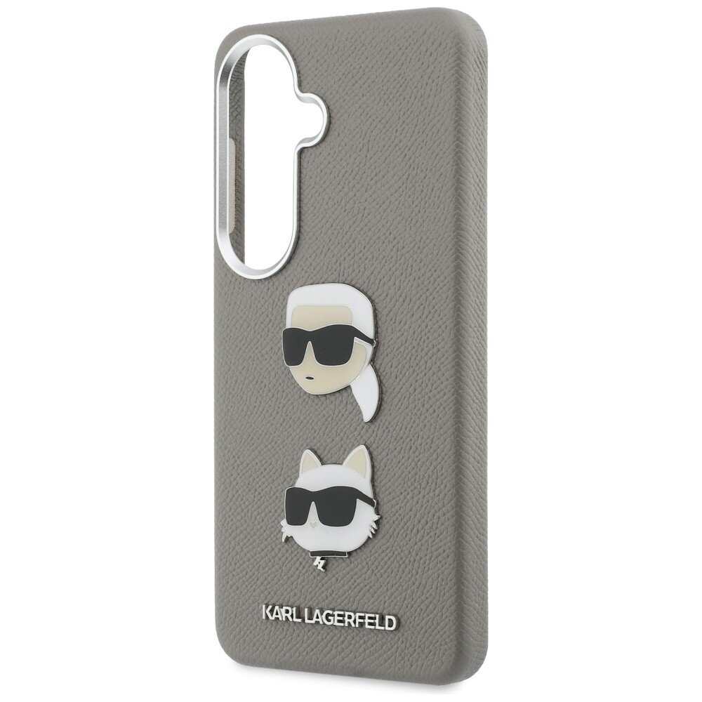 Samsung Galaxy S26 Karl Lagerfeld Saffiano Double Heads Metal dėklas – sidabrinis 5