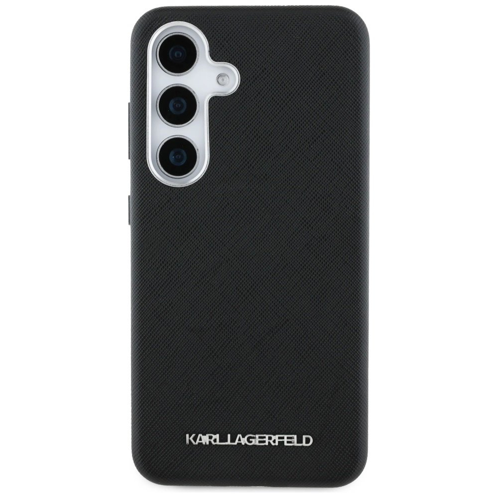 Karl Lagerfeld Saffiano Full Wrapped Elongated Metal Logo MagSafe Dėklas skirtas Samsung Galaxy S25 - Juodas 2 Karl Lagerfeld Saffiano Full Wrapped Elongated Metal Logo MagSafe Dėklas skirtas Samsung Galaxy S25 - Juodas 2