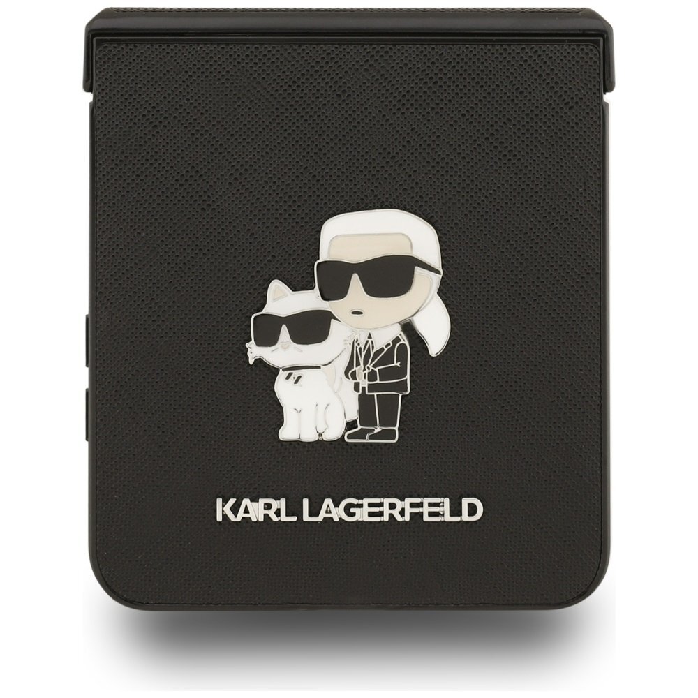 Samsung Galaxy Z Flip7 Karl Lagerfeld Saffiano Karl & Choupette Pin dėklas – juodas 4