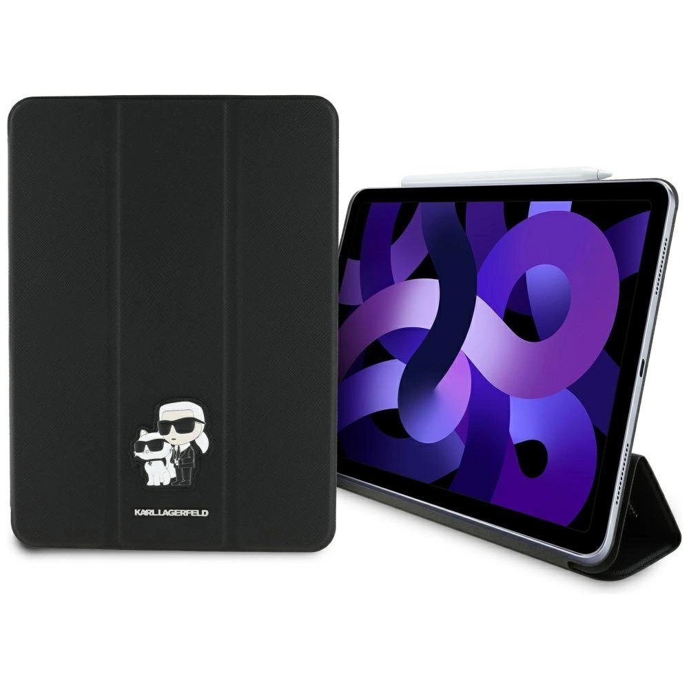 Karl Lagerfeld Saffiano Magnetinis Karl & Choupette iPad Air 11" 2024 Book Cover Dėklas - Juodas