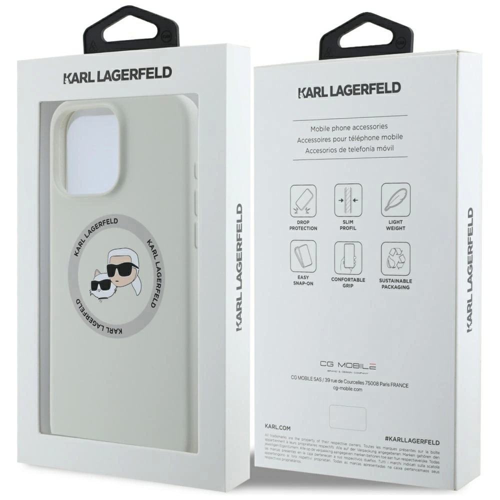 Karl Lagerfeld Silikoninis Double Heads And Circle MagSafe Dėklas skirtas iPhone 16 Pro Beige 7