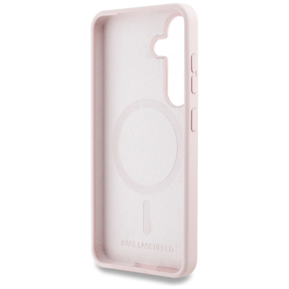 Karl Lagerfeld Silicone Double Heads And Circle MagSafe Samsung Galaxy S25 Dėklas Rožinis 6