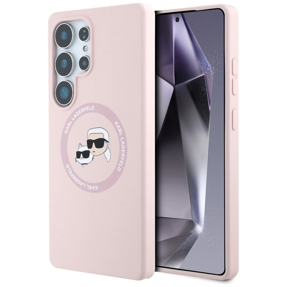 Karl Lagerfeld Silicone Double Heads And Circle MagSafe Samsung Galaxy S25 Ultra Dėklas Rožinis Karl Lagerfeld Silicone Double Heads And Circle MagSafe Samsung Galaxy S25 Ultra Dėklas Rožinis
