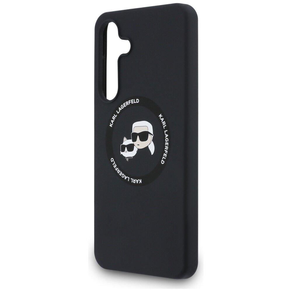 Samsung Galaxy S25 FE Karl Lagerfeld silikoninis Karl & Choupette Heads MagSafe dėklas – juodas 5