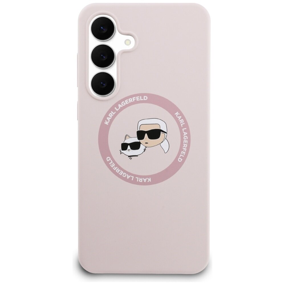 Samsung Galaxy S25 FE Karl Lagerfeld silikoninis Karl & Choupette Heads MagSafe dėklas – rožinis 2 Samsung Galaxy S25 FE Karl Lagerfeld silikoninis Karl & Choupette Heads MagSafe dėklas – rožinis 2