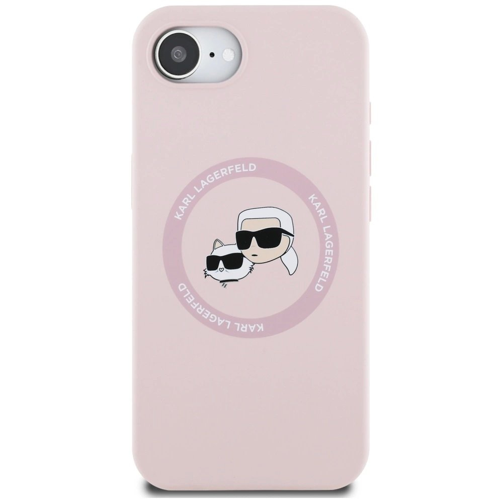 Karl Lagerfeld Silikoninis Karl&Choupette Heads MagSafe iPhone 16e Dėklas - Rožinis 2