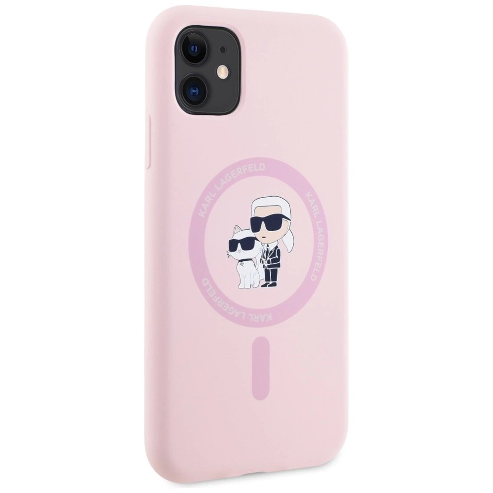 Karl Lagerfeld Silikoninis Karl&Choupette MagSafe iPhone 11 Dėklas - Rožinis 3