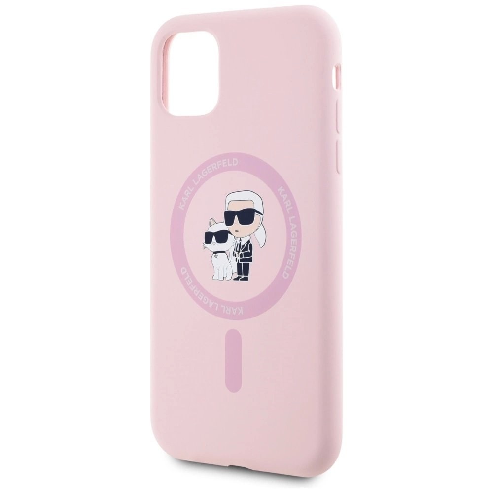 Karl Lagerfeld Silikoninis Karl&Choupette MagSafe iPhone 11 Dėklas - Rožinis 5
