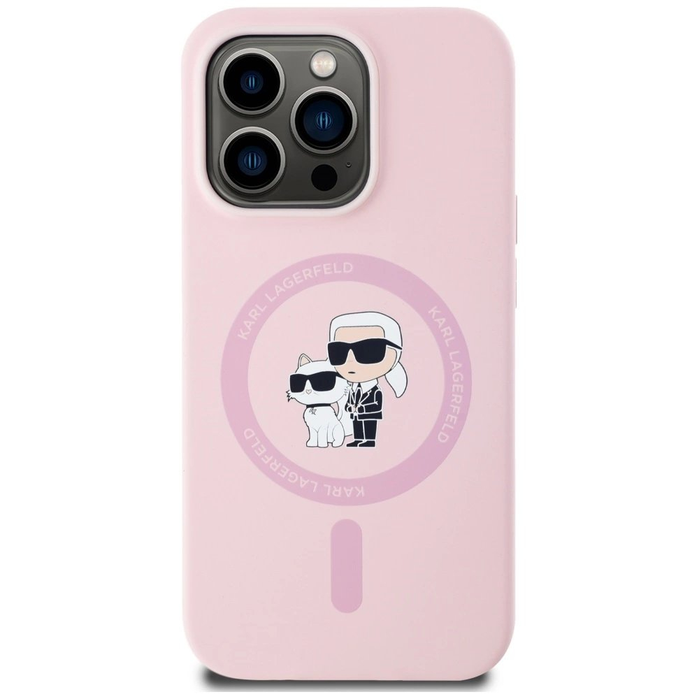 Karl Lagerfeld Silikoninis Karl&Choupette MagSafe iPhone 14 Pro Dėklas - Rožinis 2