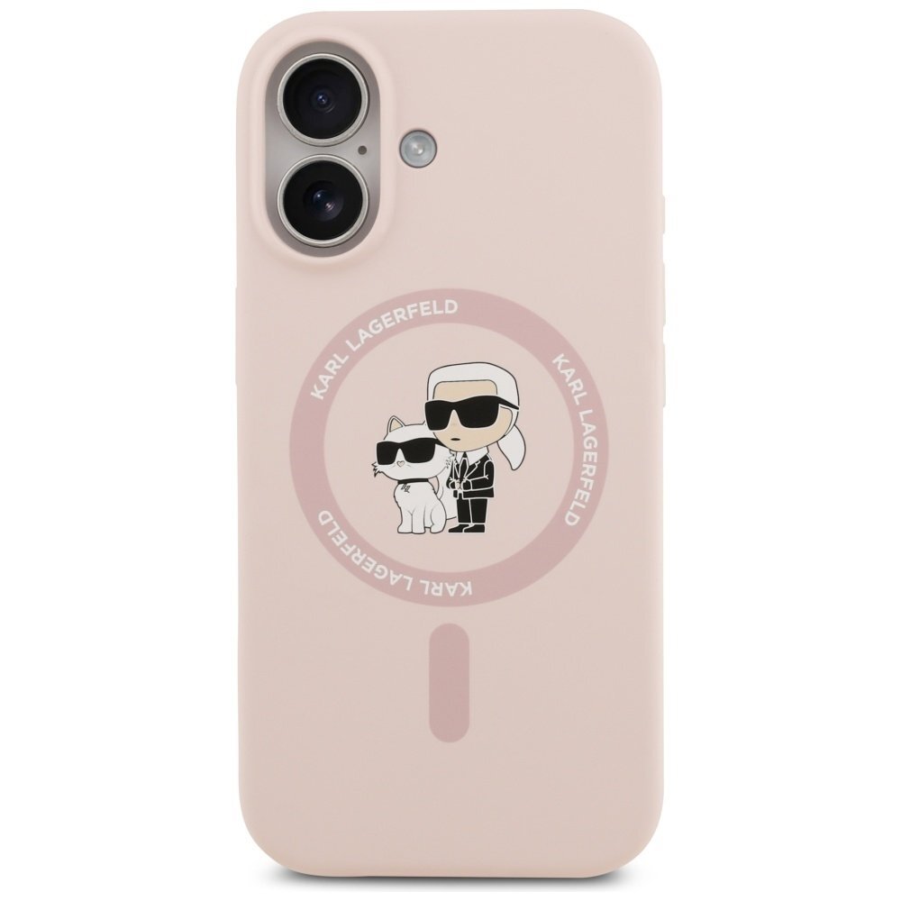 iPhone 17 dėklas Karl Lagerfeld Silicone Karl & Choupette Ring, MagSafe – rožinis 2
