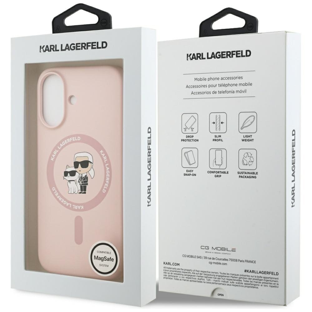 iPhone 17 dėklas Karl Lagerfeld Silicone Karl & Choupette Ring, MagSafe – rožinis 7