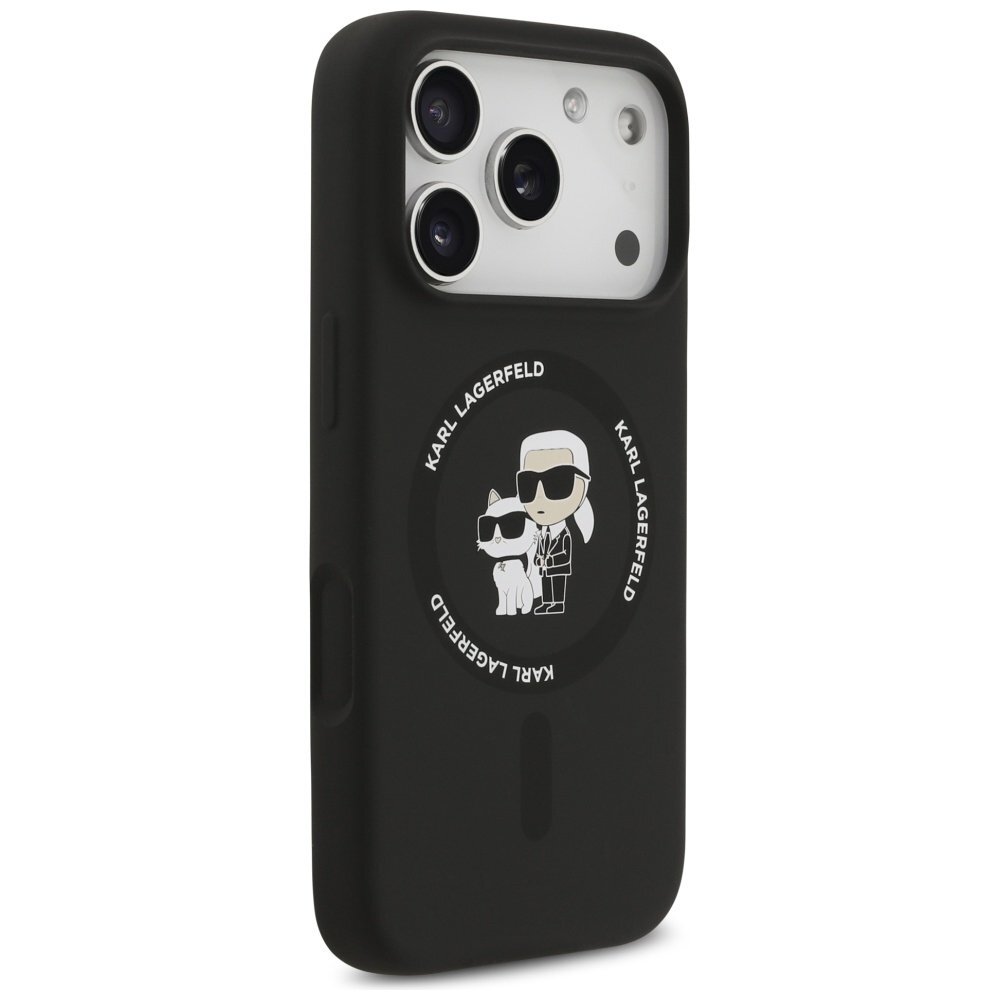 iPhone 17 Pro dėklas Karl Lagerfeld Silicone Karl&Choupette Ring su MagSafe – juodas 3