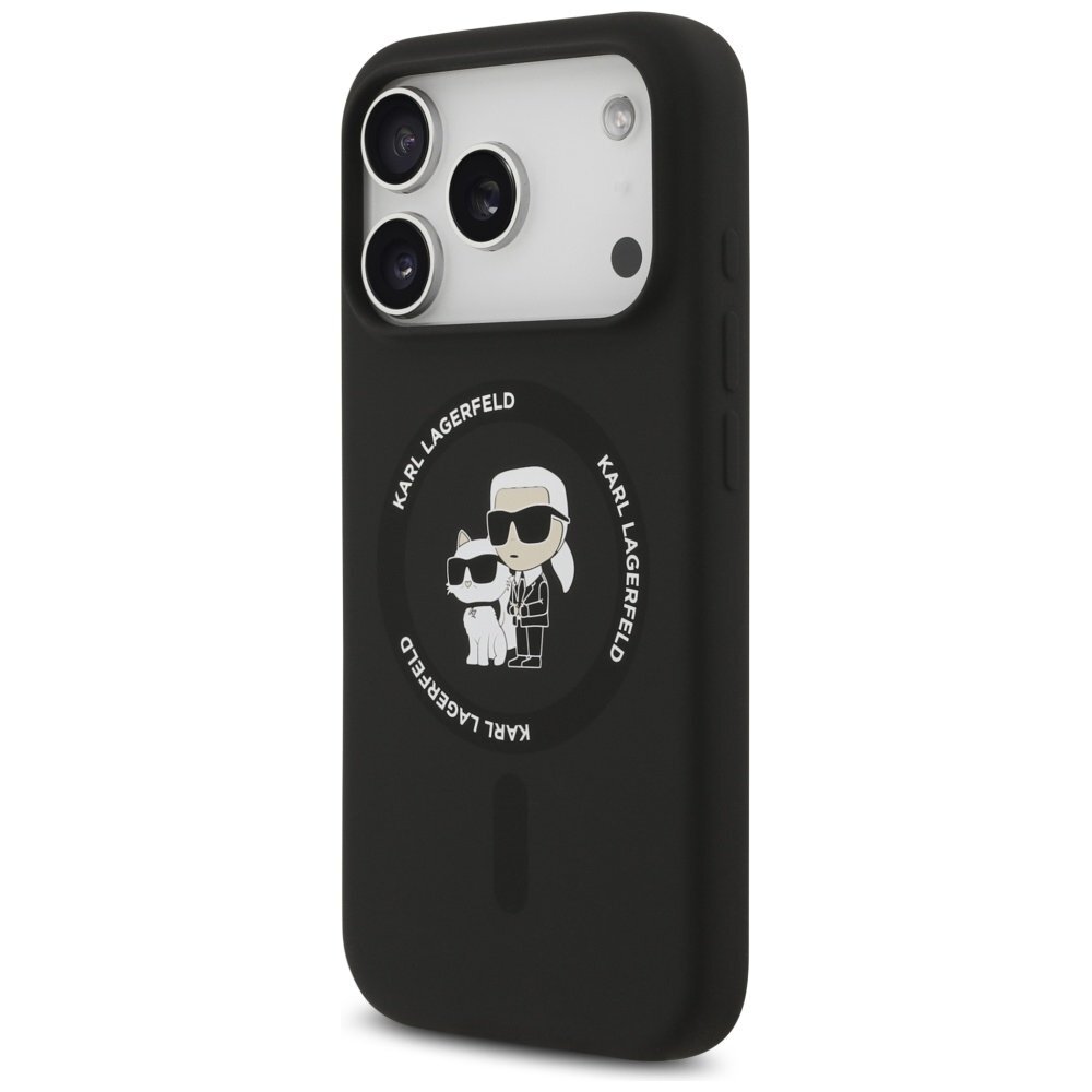 iPhone 17 Pro Max dėklas Karl Lagerfeld Silicone Karl&Choupette Ring su MagSafe – juodas 1