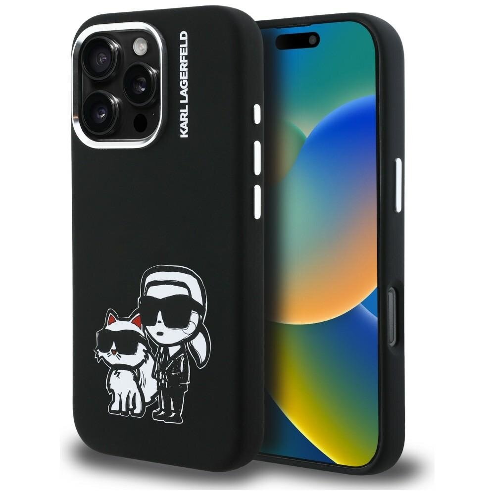 iPhone 16 Pro Karl Lagerfeld Silicone Karl & Choupette Sketch MagSafe dėklas – juodas iPhone 16 Pro Karl Lagerfeld Silicone Karl & Choupette Sketch MagSafe dėklas – juodas