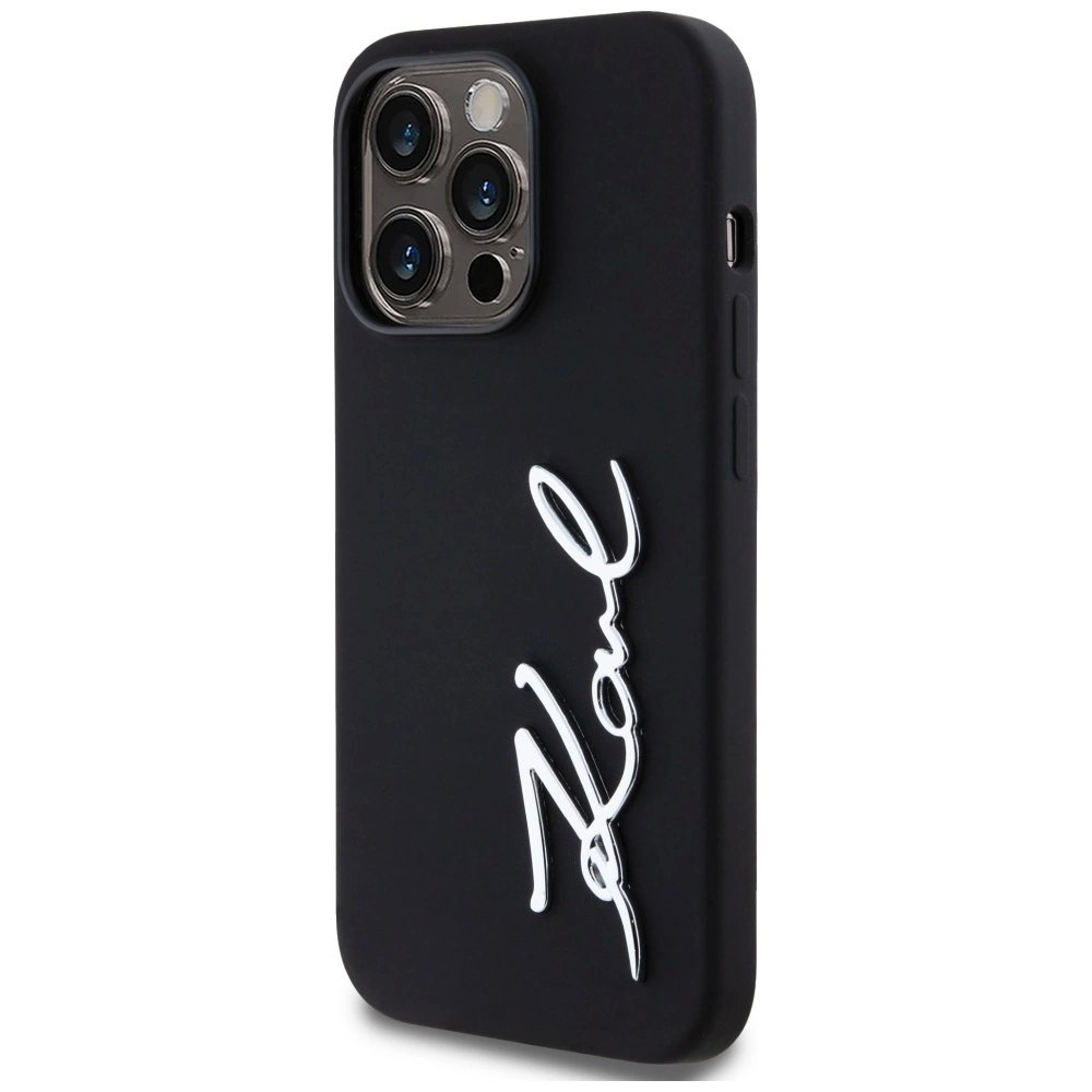 Karl Lagerfeld Silikoninis Metal Script Logo Dėklas skirtas iPhone 14 Pro Juodas 1