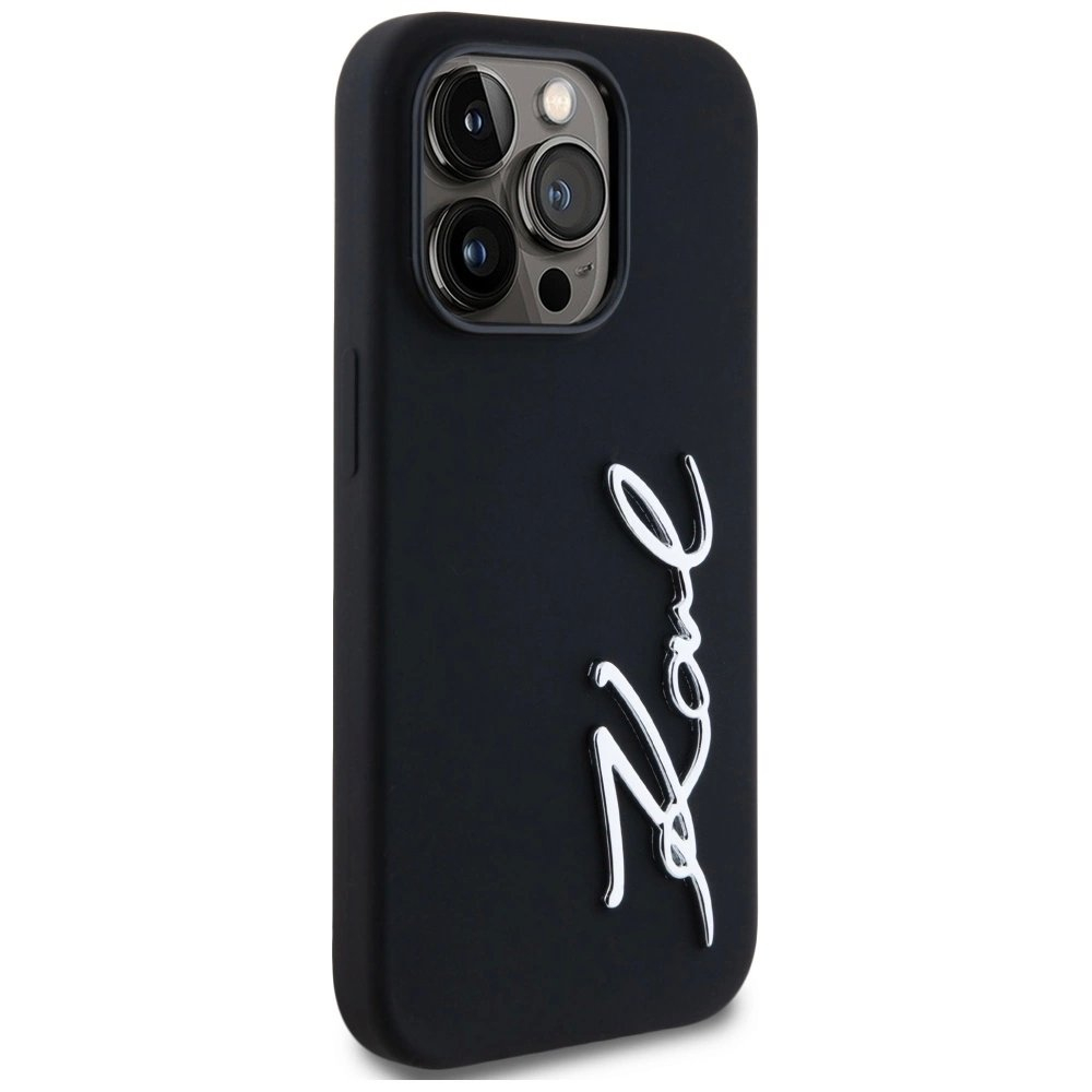 Karl Lagerfeld Silikoninis Metal Script Logo Dėklas skirtas iPhone 14 Pro Juodas 3