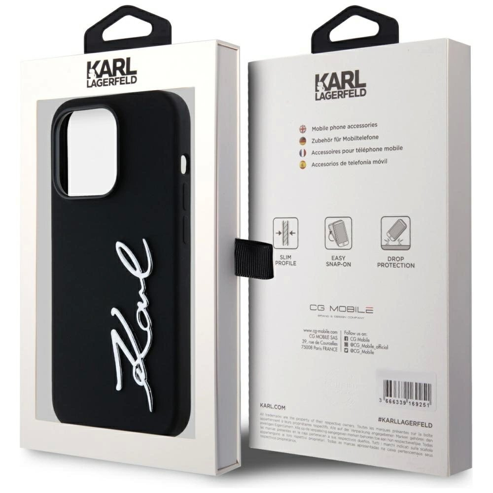 Karl Lagerfeld Silikoninis Metal Script Logo Dėklas skirtas iPhone 14 Pro Juodas 7