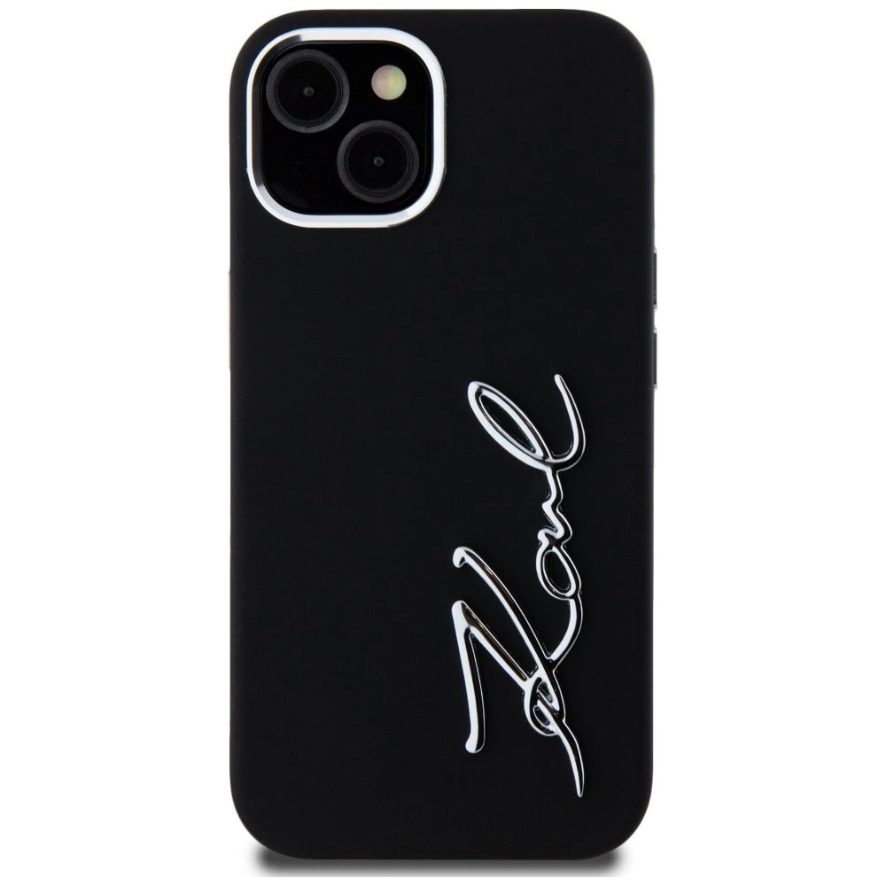 iPhone 15 – Karl Lagerfeld Silicone Metal Script Logo dėklas - Juodas 2