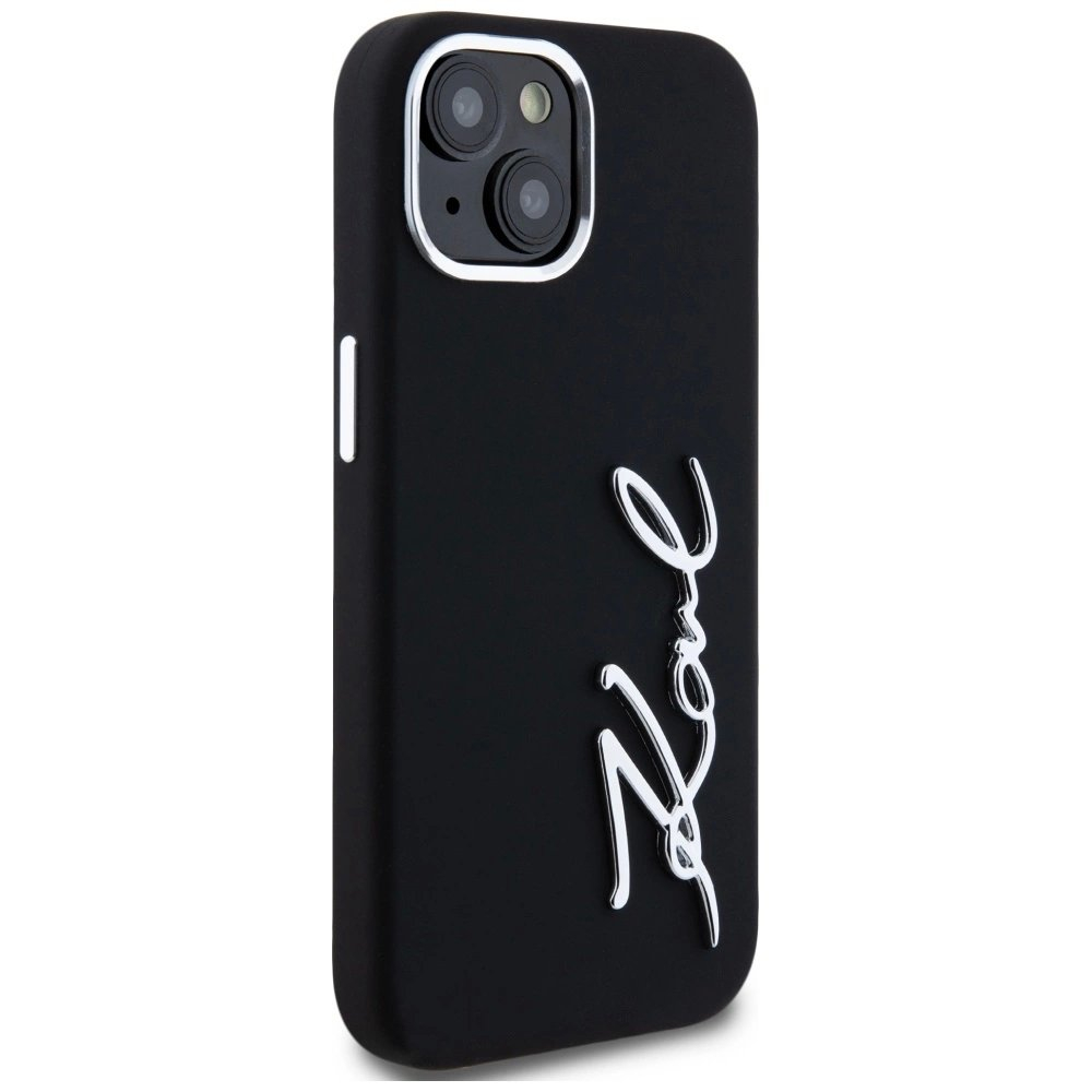 iPhone 15 – Karl Lagerfeld Silicone Metal Script Logo dėklas - Juodas 3