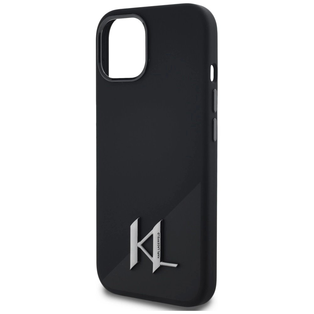 Karl Lagerfeld Silikoninis Shadow Metal Initial MagSafe Dėklas skirtas iPhone 15 Juodas 5