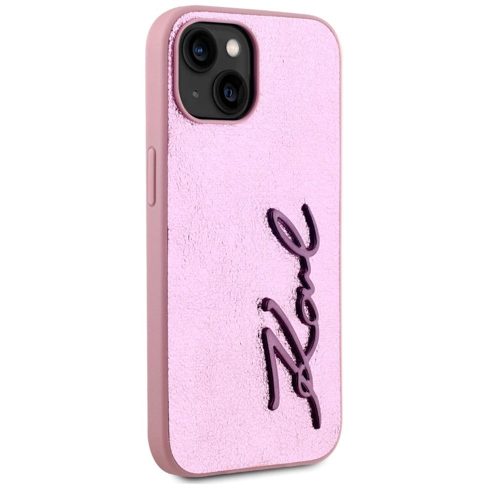 iPhone 15 Karl Lagerfeld Wrinkled Metal Signature dėklas - rožinis 3 iPhone 15 Karl Lagerfeld Wrinkled Metal Signature dėklas - rožinis 3