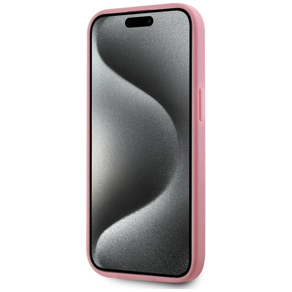 iPhone 15 Karl Lagerfeld Wrinkled Metal Signature dėklas - rožinis 4