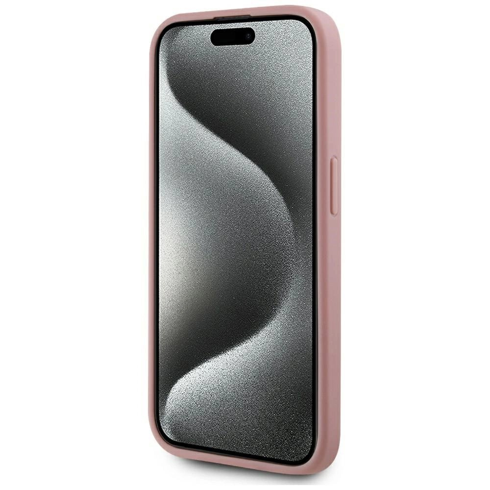 iPhone 15 Pro Karl Lagerfeld Wrinkled Metal Signature dėklas - rožinis 4
