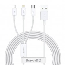 Kabelis Baseus Superior iš USB į microUSB+Lightning+Type-C 3.5A 1.5m baltas CAMLTYS-02  XPRW82