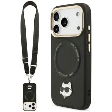 iPhone 17 Pro Max Karl Lagerfeld Big Strap Choupette Metal Logo MagSafe dėklas – juodas iPhone 17 Pro Max Karl Lagerfeld Big Strap Choupette Metal Logo MagSafe dėklas – juodas