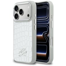 iPhone 17 Pro Karl Lagerfeld Croco KL Script Logo MagSafe dėklas – sidabrinis iPhone 17 Pro Karl Lagerfeld Croco KL Script Logo MagSafe dėklas – sidabrinis