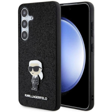 Karl Lagerfeld Fixed Glitter Ikonik Logo Metal Pin Dėklas skirtas Samsung Galaxy S24 - Juodas