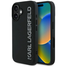 Karl Lagerfeld HC 3D Rubber Elongated Glitter iPhone 16 dėklas - juodas