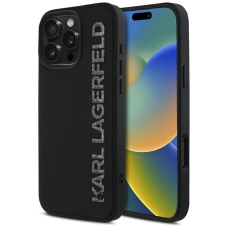 Karl Lagerfeld HC 3D Rubber Elongated Glitter iPhone 16 Pro Dėklas - Juodas