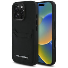 iPhone 16 Pro Max – Karl Lagerfeld HC Grained PU Cardslot Metal Elong dėklas - Juodas