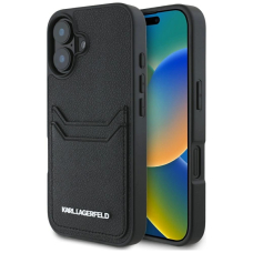 iPhone 16 – Karl Lagerfeld HC Grained PU Cardslot Metal Elong dėklas - Juodas