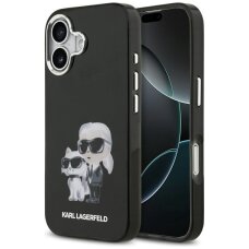 iPhone 17 Karl Lagerfeld IML Aquarelle Karl & Choupette & Logo MagSafe dėklas – juodas