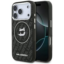 iPhone 17 Pro dėklas Karl Lagerfeld IML Choupette Head Logo, MagSafe – juodas