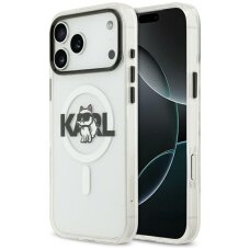 iPhone 17 dėklas Karl Lagerfeld IML Choupette Sketch Logo, MagSafe – skaidrus